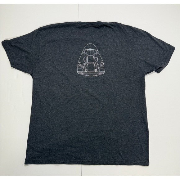SpaceX Dragon‎ Capsule T-Shirt 2XL Gray Crew Neck Graphic Tee Space Exploration